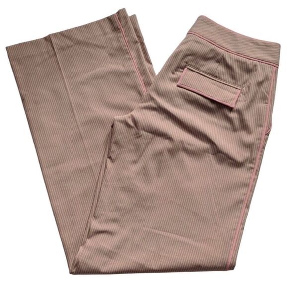 Express Correspondent Spring Pink Gray Striped Wide Straight Leg Pants Size 4 - Picture 6 of 8